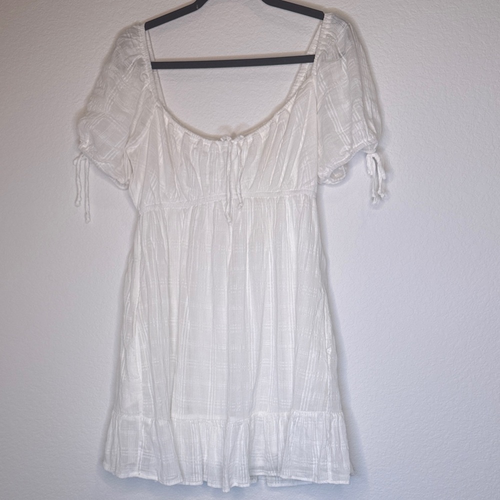 White Boho Peasant Mini Dress
